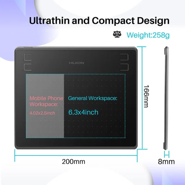 Tablet digitalizadora Gráfica Huion hs64 6x4 polegadas - Image 2