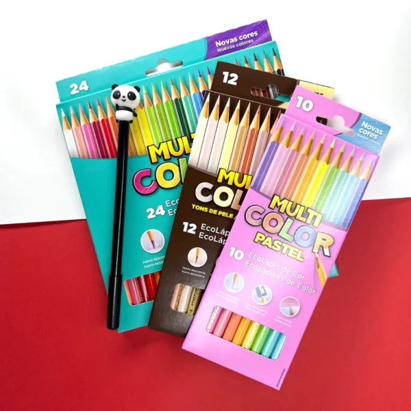 Lápis De Cor Kit Diversas Cores Para Colorir C/ Caneta Kawaii