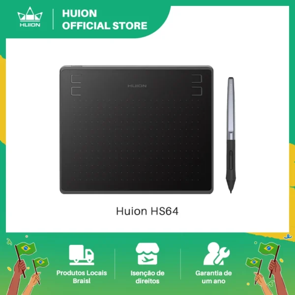 Tablet digitalizadora Gráfica Huion hs64 6x4 polegadas