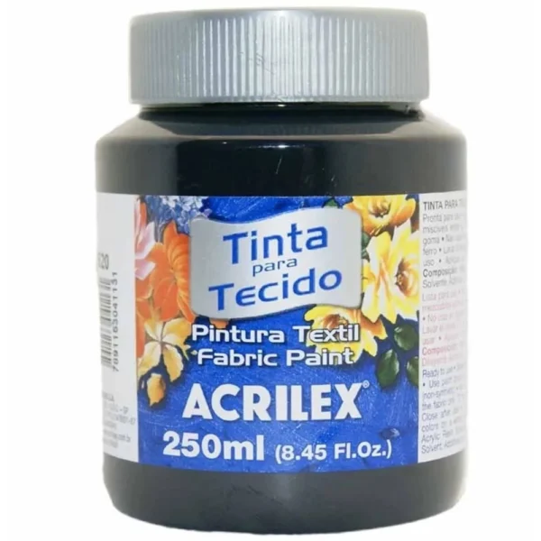 Tinta de Tecido Fosca 250ml Preto 520 Acrilex - Image 2