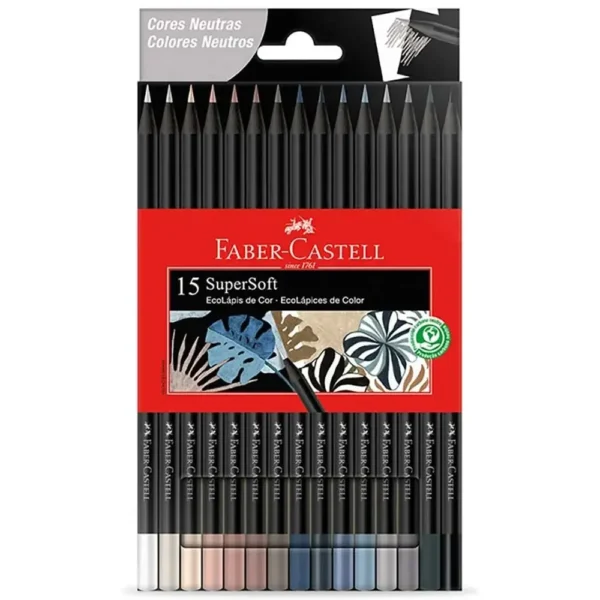 Lápis De Cor Faber-Castell Supersoft Com 15 Cores Neutras