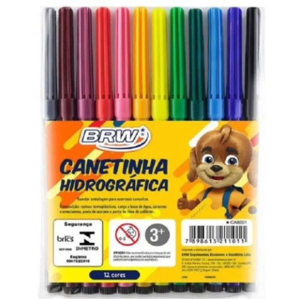 Canetinha Hidrográfica BRW 12 Cores