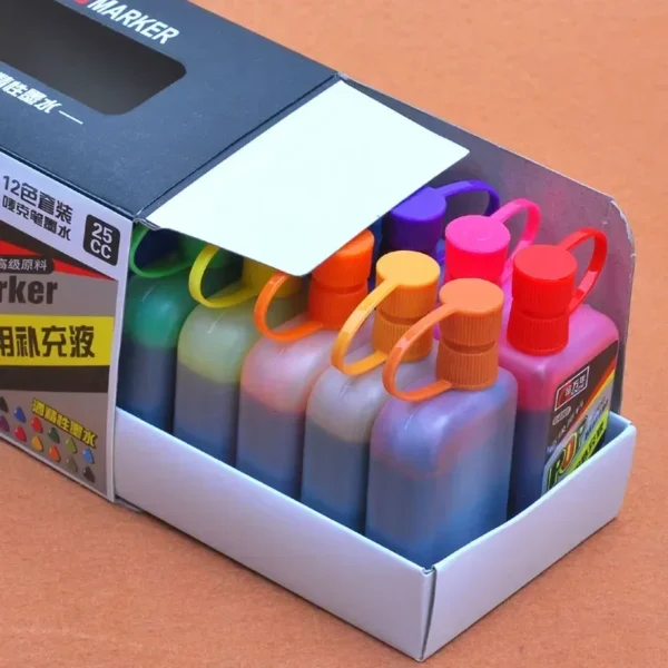 Conjunto de tinta marcador engarrafada, 12 cores, 25ml - Image 5