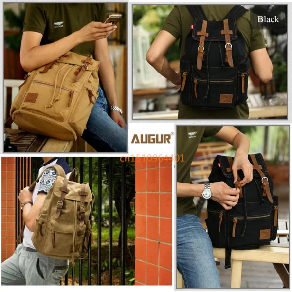 AUGUR-Mochila de lona vintage masculina - Image 5