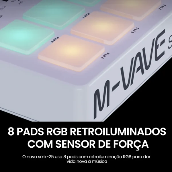 M-VAVE-USB Controlador de teclado MIDI, 25 teclas, 8 almofadas retroiluminadas, 8 botões, 2 Touch Stripes, instrumentos de teclado musical - Image 14