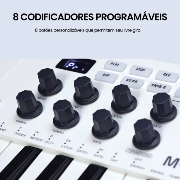 M-VAVE-USB Controlador de teclado MIDI, 25 teclas, 8 almofadas retroiluminadas, 8 botões, 2 Touch Stripes, instrumentos de teclado musical - Image 18