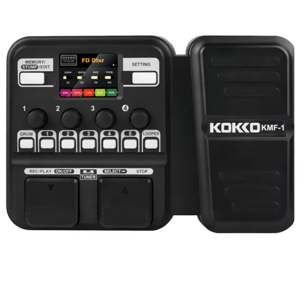 Kakko-KMF-1 Pedal de Guitarra Sintetizado Efeito, 18 Amp Modelos, IR 512, Dot Sampling, Drum Machine e Função Loop, Acessórios de Guitarra